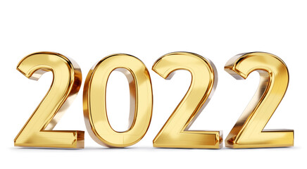 2022 golden bold letters symbol 3d-illustration
