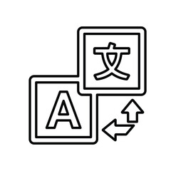 Language translation outline icon. Line art vector design.