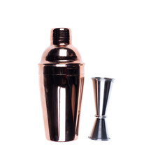 golden cocktail shaker isolated on white background