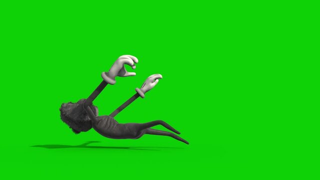 Bipedal Monster Dog Die Green Screen Side 3D Rendering Animation