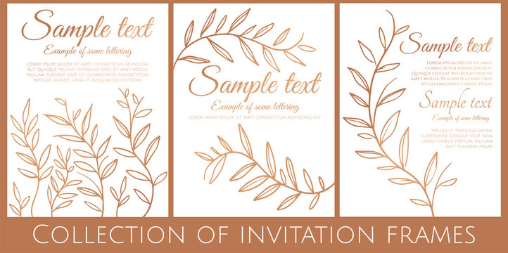 Collection Of White And Gold Invitation With Simple Branches