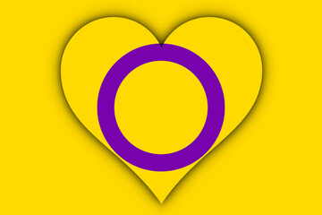 Fototapeta na wymiar Bandera intersexual con corazón