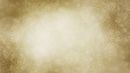 Soft, muted golden yellow mandala background - copy space