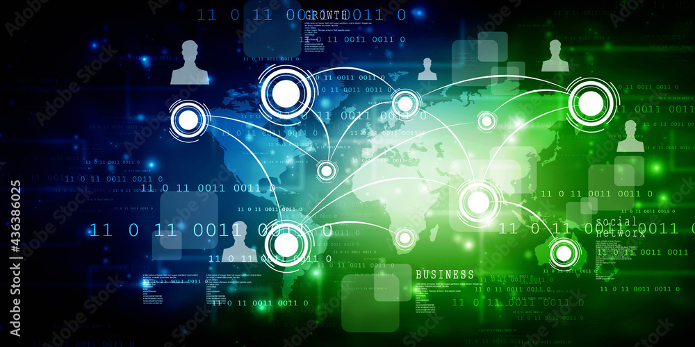 Poster 2d digital abstract business networking background