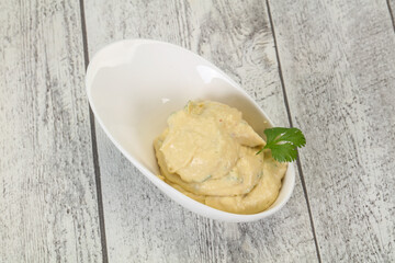 Hummus snack with olive oil