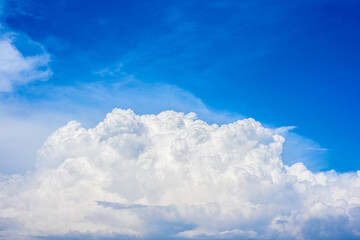 Beautiful white clouds in a bright blue sky on a warm summer day