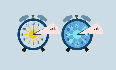 Vector illustration of clock suitable for daylight saving time