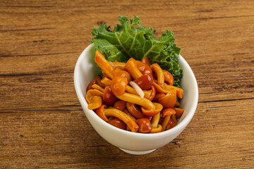 Marinated mushroom - honey agaric in the bowl