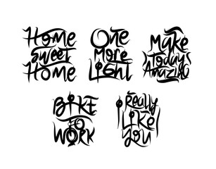 Set lettering Text on white background in vector illustration.