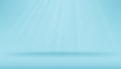 Blue Background Empty Room Studio. Blue sky Gallery room with copy space, Abstract minimal design use for backdrop shooting for products presentation for Spring and Summer promotion or Sales