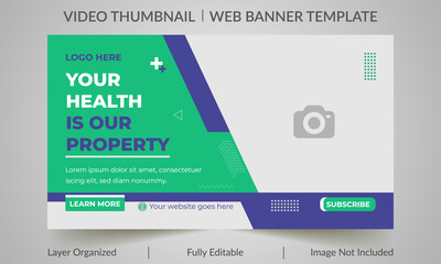 Medical web banner template and video thumbnail design Layout. Customizable web banner template and thumbnail