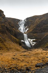 Icelandic waterfall on the western fjords in autumn. - 436388093