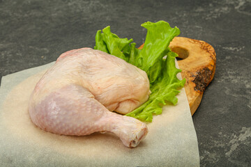 Raw chicken leg for cooking