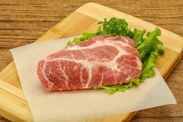 Raw pork meat neck steack