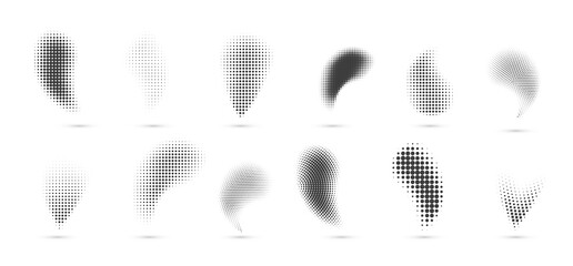 Halftone gradient shapes. Dots comic effect. Vector illustration - obrazy, fototapety, plakaty