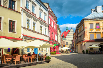 Fototapeta na wymiar Beatiful cozy street of city Lublin, Poland, Europe