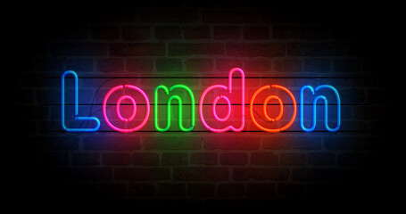 London symbol neon light 3d illustration