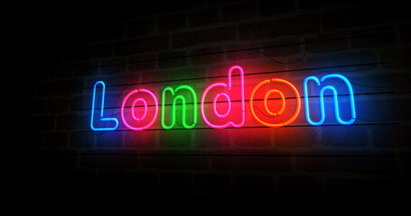 London symbol neon light 3d illustration