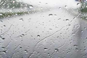 Water drops on the windshield during rain