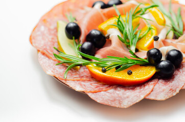 Continental cured pork cold cuts, prosciutto, milano style salami and spanish chorizo