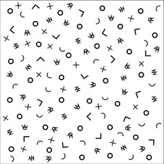 Bright pattern in the style of the Memphis line. Geometric pattern for the cover, booklet, wallpaper, gift. Pattern birthday.