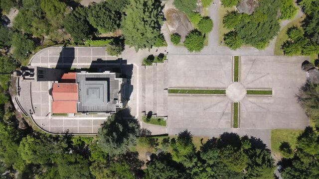 Top-down view of the church on top of the mountain