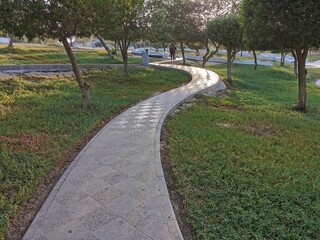 Beautiful Walkway in the park Al Marfa or Al Mirfa,Abu Dhabi, UAE. 