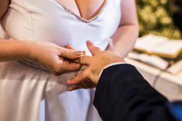 the time to exchange rings at the wedding ceremony