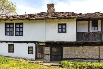 Typical street and old houses at historical village of Bozhentsi,  Bulgaria