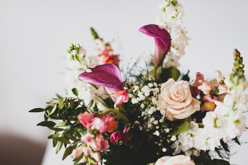 Brides flower bouquet. Wedding flowers bridal bouquet closeup decoration. bouquet for mother's day or women's day. Interior design