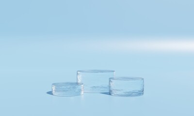 3d ice podium for advertising. Blank product stage.