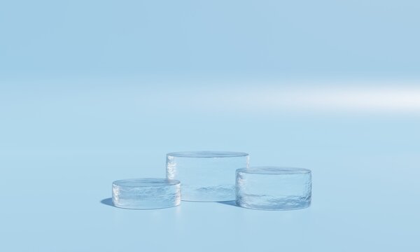 3d ice podium for advertising. Blank product stage.
