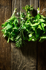 Fresh Herbs Hanging and Drying