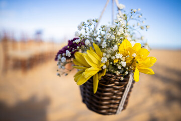 outdoor wedding decor on a beach