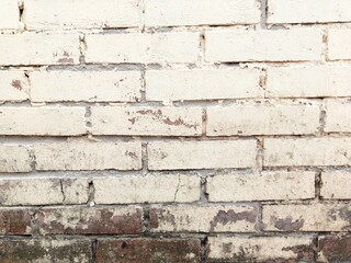 Background of old vintage dirty brick wall with peeling texture