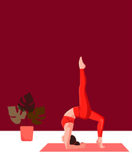 Yoga girl vector illustration. Yoga pose and female figure 