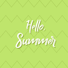 hello summer lettering with green background