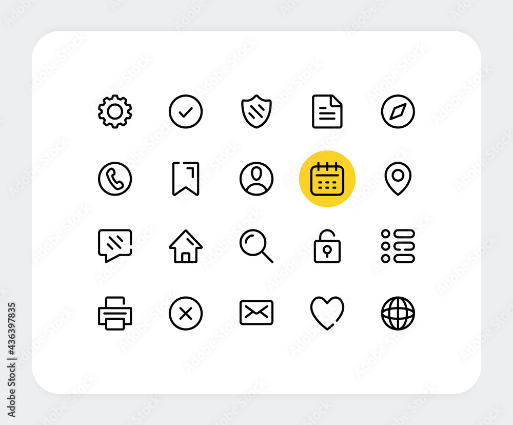 Poster essential vector line icons. simple outline symbols. user interface icons for web and mobile. vector