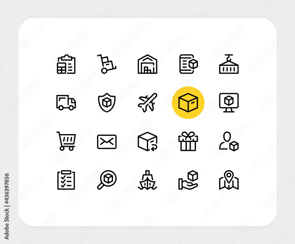 Poster delivery vector line icons. simple outline symbols. vector delivery icons set