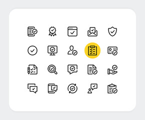 Check mark vector line icons. Simple outline symbols. Vector check marks icons set