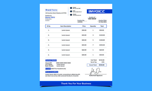 Invoice Design Template with Creative Designs
