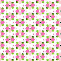 A Simple pattern with Colorful Flowers and Dots.