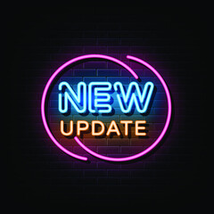 Fototapeta premium New update neon banner vector. 