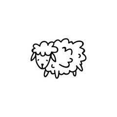 Single hand drawn sheep. Vector illustration in doodle style.