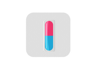 Packaging of two colors tablets in capsule form. Healthcare concept