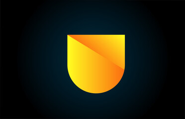 geometric alphabet U letter logo for business and company with yellow color. Corporate brading and lettering with futuristic design and gradient