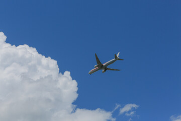 風景, サマータイム, 青空, 雲, 飛行機