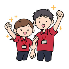 求人 スタッフ募集 ポロシャツ 赤