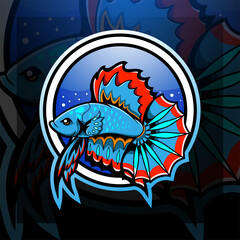 Betta fish esport mascot logo design