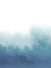 Aquamarine watercolour gradient background. Abstract Watercolour blue art. Sea waves.